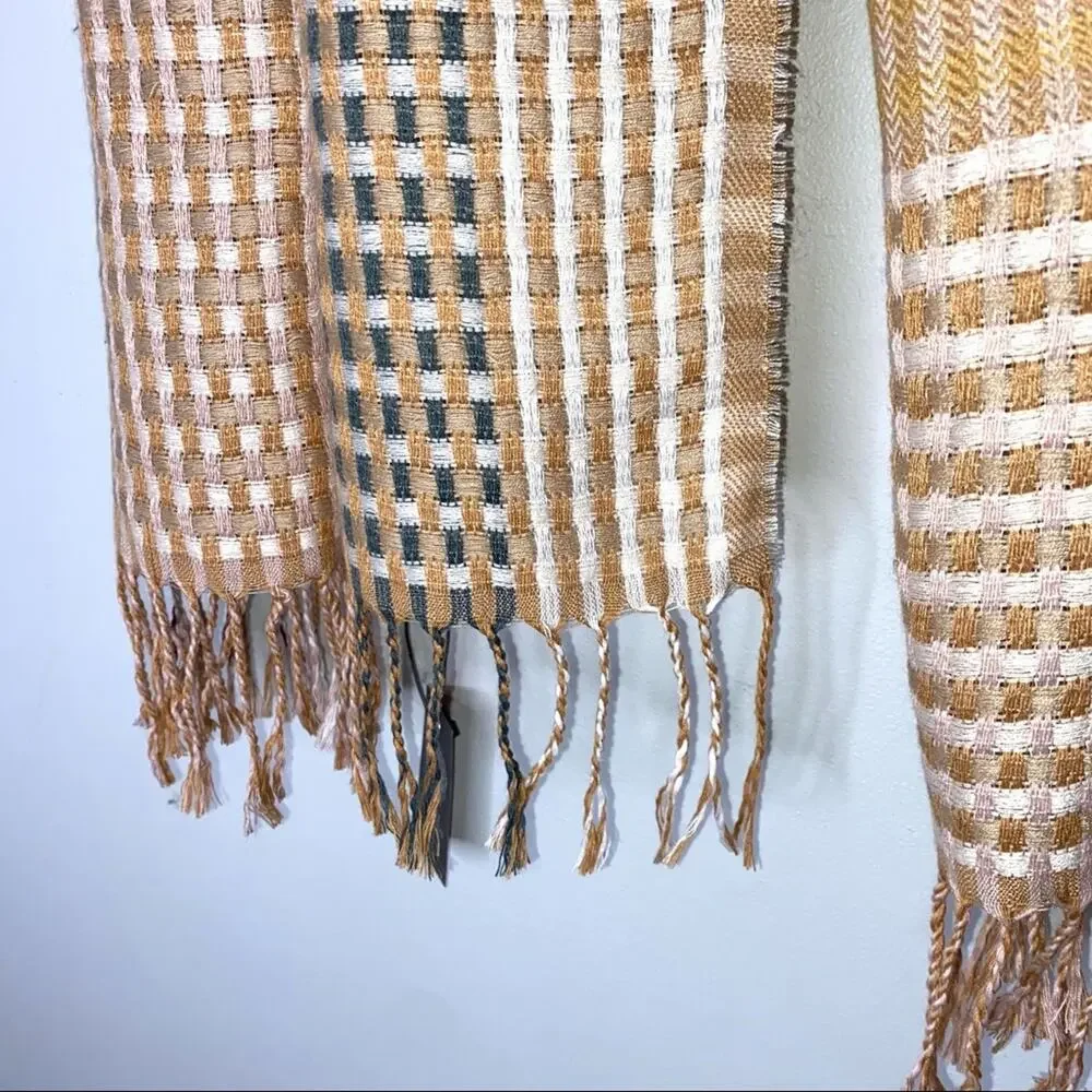 Vince Camuto Scarf Long Plaid Very Soft Fringe End NWT